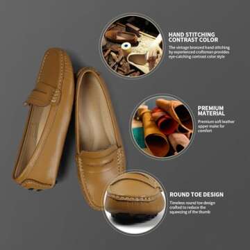 Artisure Women's Classic Handsewn Brown Genuine Leather Penny Loafers Driving Moccasins Casual Boat Shoes Slip On Fashion Office Comfort Flats 11 M US SKS-1221ZON110
