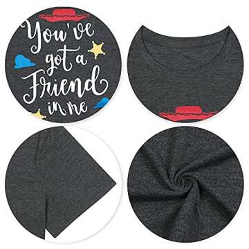 Youve Got A Friend in Me T-Shirt for Women Funny Letter Print Shirt Cute Graphic Short Sleeve Tees Tops (Grey, L)