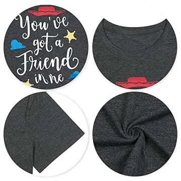 Youve Got A Friend in Me T-Shirt for Women Funny Letter Print Shirt Cute Graphic Short Sleeve Tees Tops (Grey, L)
