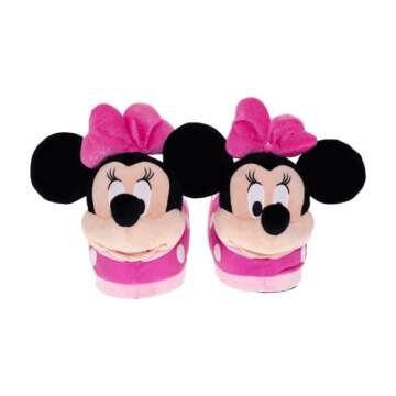 Happy Feet Slippers Officially Licensed Disney and Pixar Character and Figural Minnie Mouse Slippers for Men, Women, and Kids, As Seen on Shark Tank (X-Small)