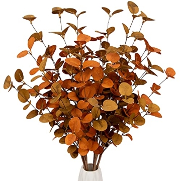 VGIA 6 Pcs Fall Eucalyptus Leaves Artificial Eucalyptus Stems Fall Leaf Spray Autumn Leaves Fall Dec...