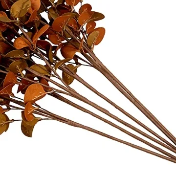 VGIA 6 Pcs Fall Eucalyptus Leaves Artificial Eucalyptus Stems Fall Leaf Spray Autumn Leaves Fall Decorations for Home Floral Arrangement