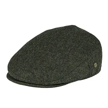 VOBOOM Men's Herringbone Flat Ivy Cap - Stylish Wool Blend Gatsby Hat in Army Green