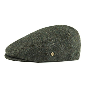 VOBOOM Men's Herringbone Flat Ivy Cap - Army Green Wool Blend