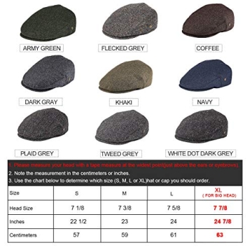 VOBOOM Men's Herringbone Flat Ivy Cap - Army Green Wool Blend