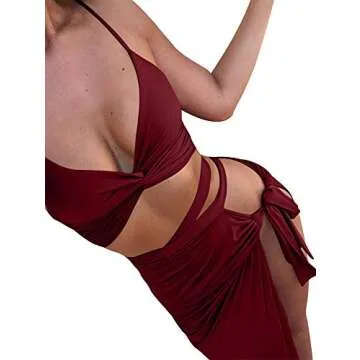 Chic TOB Women's Bodycon 2 Piece Set in Wine Red