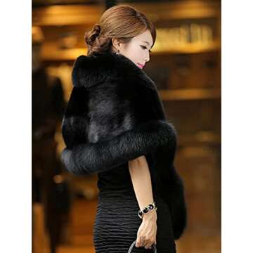 Caracilia Women Luxury Faux Fur Coat Jackets Wrap Cape Shawl for Wedding Party