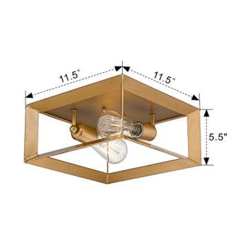Emliviar 2-Light Flush Mount Light Fixture in Brass Finish