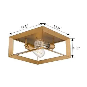 Emliviar 2-Light Flush Mount Light Fixture in Brass Finish