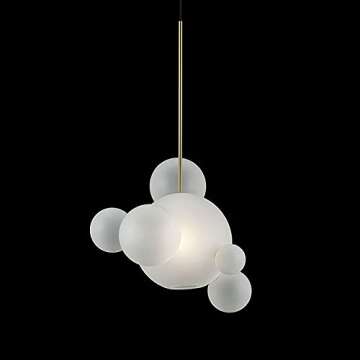SUSUO Milk White Frosted Glass Bubble Cluster Pendant Lighting for Ceiling - Novelty 5-Lights Globe ...