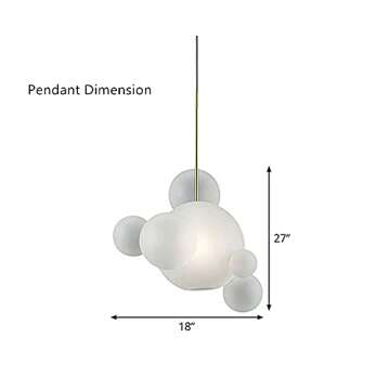 SUSUO Milk White Frosted Glass Bubble Cluster Pendant Lighting for Ceiling - Novelty 5-Lights Globe Suspension Lamp Ball Chandelier Modern(Large Sized)