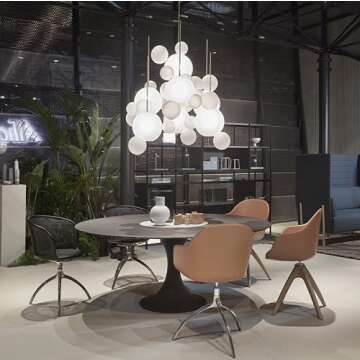 SUSUO Milk White Frosted Glass Bubble Cluster Pendant Lighting for Ceiling - Novelty 5-Lights Globe Suspension Lamp Ball Chandelier Modern(Large Sized)