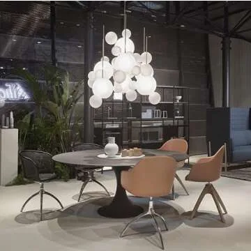 SUSUO Milk White Frosted Glass Bubble Cluster Pendant Lighting for Ceiling - Novelty 5-Lights Globe Suspension Lamp Ball Chandelier Modern(Large Sized)