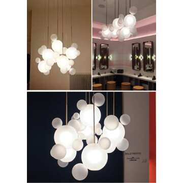 SUSUO Milk White Frosted Glass Bubble Cluster Pendant Lighting for Ceiling - Novelty 5-Lights Globe Suspension Lamp Ball Chandelier Modern(Large Sized)