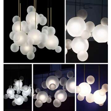 SUSUO Milk White Frosted Glass Bubble Cluster Pendant Lighting for Ceiling - Novelty 5-Lights Globe Suspension Lamp Ball Chandelier Modern(Large Sized)