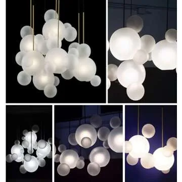 SUSUO Milk White Frosted Glass Bubble Cluster Pendant Lighting for Ceiling - Novelty 5-Lights Globe Suspension Lamp Ball Chandelier Modern(Large Sized)
