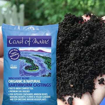 Coast of Maine Wiscasset Blend (8qt) Organic and Natural Earthworm Castings, Premium Soil Builder, to Brew Compost Tea