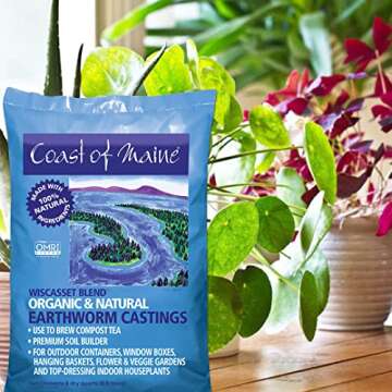 Coast of Maine Wiscasset Blend (8qt) Organic and Natural Earthworm Castings, Premium Soil Builder, to Brew Compost Tea
