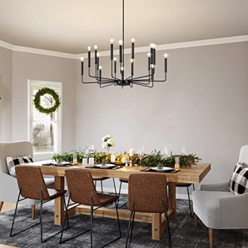 Yiisem Modern Farmhouse Black Chandelier 16-Light Design