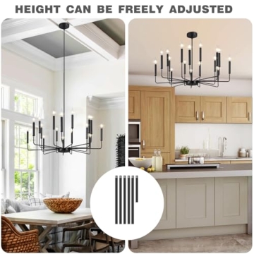 Yiisem Modern Farmhouse Black Chandelier 16-Light Design