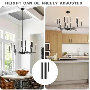 Yiisem Modern Farmhouse Black Chandelier 16-Light Design