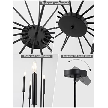 Yiisem Modern Farmhouse Black Chandelier 16-Light Design