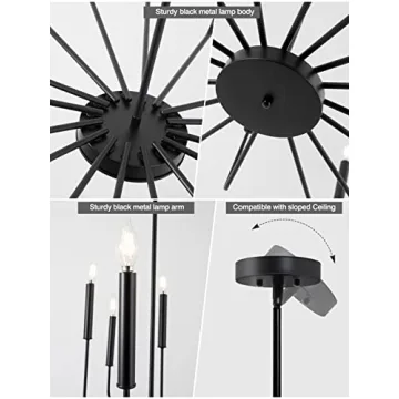 Yiisem Modern Farmhouse Black Chandelier 16-Light Design