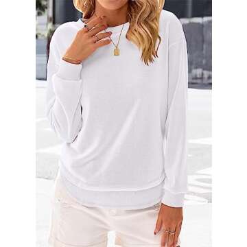 KIRUNDO Women's Casual Crewneck Sweatshirts 2024 Spring Fall Clothes Loose Long Sleeve Lightweight P...