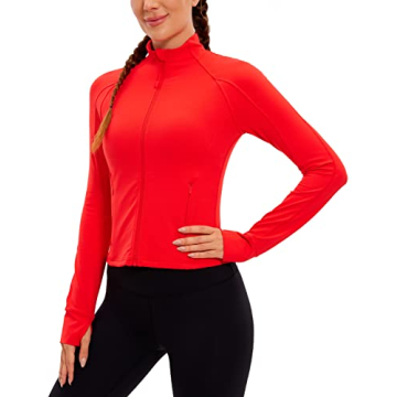 CRZ YOGA Butterluxe Womens Cropped Slim Fit Workout Jackets - Weightless Track Athletic Full Zip Jac...