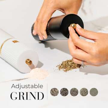 Styled Settings Elegant Salt and Pepper Grinder Set with Gold Accents for a Chic Kitchen