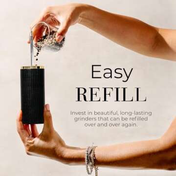 Elegant Salt & Pepper Grinder Set with Gold Details