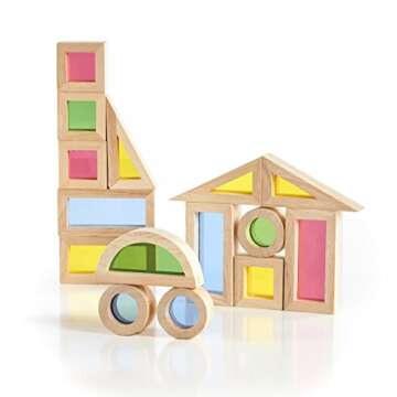 Guidecraft Jr. Rainbow Blocks 20 Piece Set: Kids Colorful Learning and Educational Toy