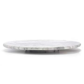 Creative Home Natural Marble Stone Lazy Susan Rotating Serving Plate Dining Table Organizer, 12" Dia...