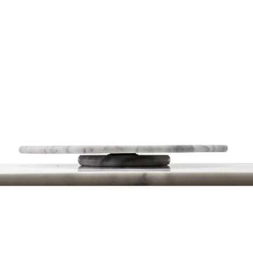 Creative Home Natural Marble Stone Lazy Susan Rotating Serving Plate Dining Table Organizer, 12" Diam, Off-White (patterns may very)