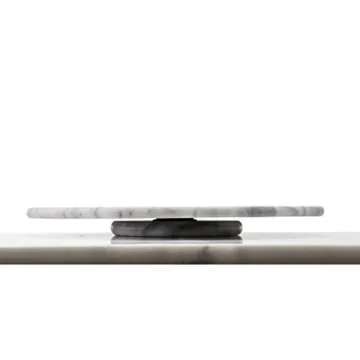 Creative Home Natural Marble Stone Lazy Susan Rotating Serving Plate Dining Table Organizer, 12" Diam, Off-White (patterns may very)