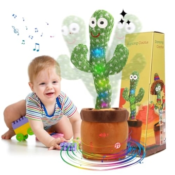 MIAODAM Volume Adjustable Dancing Cactus, Colorful Glowing Talking Cactus Toy, Repeating What You Sa...