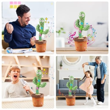 MIAODAM Volume Adjustable Dancing Cactus, Colorful Glowing Talking Cactus Toy, Repeating What You Say Cactus Toys Singing 120 Songs Cactus Plush Eletronic Baby Toys Funny Creative Kids Toy