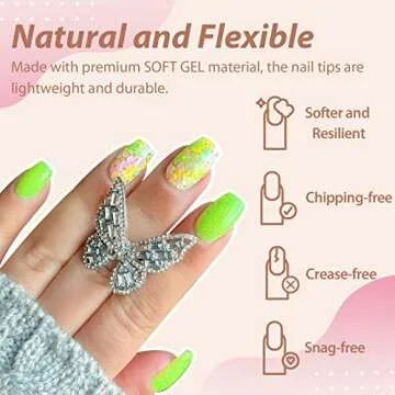 UNA GELLA Short Coffin Nail Tips Nail Gel Kit for DIY Nail Art