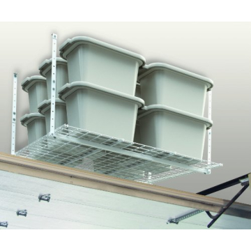 HyLoft Overhead Garage Storage Rack, Adjustable Ceiling Storage for Garage, Heavy Duty Steel Garage Storage System, 45-Inch x 45-Inch, White