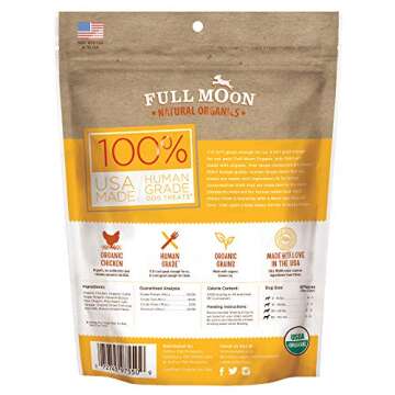 Full Moon USDA Organic Chicken Jerky Healthy All Natural Dog Treats Human Grade 32 oz