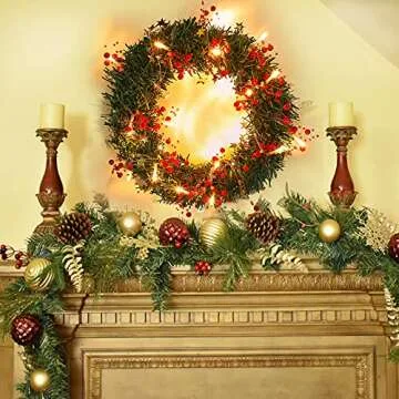 Mosoan 10FT Battery Operated Christmas Lights Garland