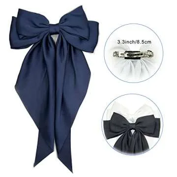 Stylish Satin Hair Barrettes - Elegant Bow Clips for Women