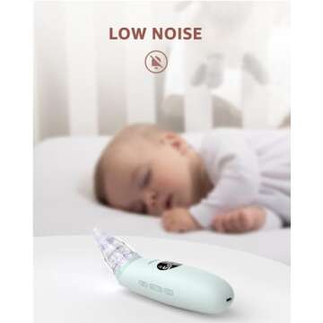 Baby Nasal Aspirator | Baby Nose Sucker | Baby Nose Cleaner, Automatic Booger Sucker for Baby, Rechargeable, with Pause & Music & Light Function（Green）