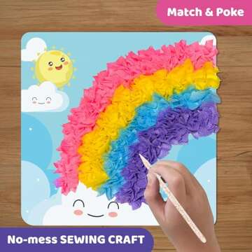 jackinthebox Poke Poke Art for Kids - Unicorns, Mermaids, Princess, and Cupcakes, Mess-Free Sewing Art for Kids, Toys for Girls and Boys Ages 4 5 6 7 8, Great Gift for Kids, DIY Creative Activity