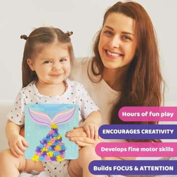 jackinthebox Poke Poke Art for Kids - Unicorns, Mermaids, Princess, and Cupcakes, Mess-Free Sewing Art for Kids, Toys for Girls and Boys Ages 4 5 6 7 8, Great Gift for Kids, DIY Creative Activity