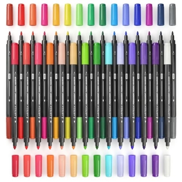 Vibrant Fibre Markers Set of 30 Dual-Tip Fabric Pens