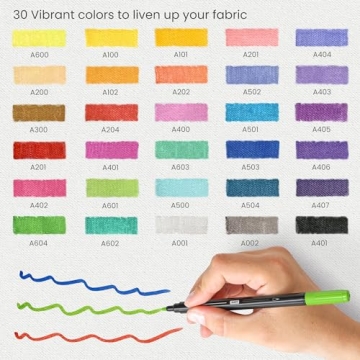 Vibrant Fibre Markers Set of 30 Dual-Tip Fabric Pens