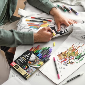 Vibrant Fibre Markers Set of 30 Dual-Tip Fabric Pens