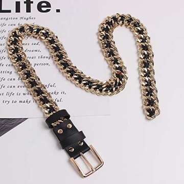 ALAIX Women's Metal Belt Gold Chain Belt Silver Belt Punk Rock Style Waist Belts Jeans Belts for wom...