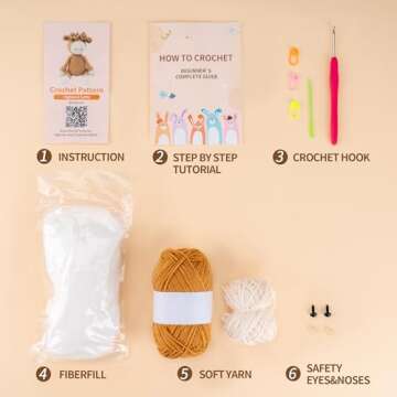 Woiqeuwr Crochet Kit for Beginners, Highland Cow DIY Crochet Kit, Crochet Animal Kit with Easy Knitt...
